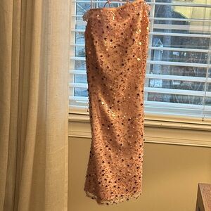 Edikted Strapless Pink Sequin Dress